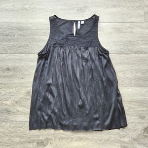 Elle Black Top Womens Xs Sleeveless Semi Sheer Flowy Summer Beach
